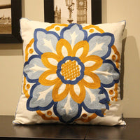 HKM-119059 Nordic Style Cotton Embroidered Flower Cushion Cover 45*45cm