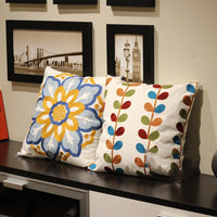 HKM-119059 Nordic Style Cotton Embroidered Flower Cushion Cover 45*45cm