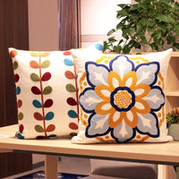 HKM-119059 Nordic Style Cotton Embroidered Flower Cushion Cover 45*45cm