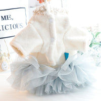 HKM-119123 Fashionable Beige Winter Cat Princess Dress in Wool for Pets, Available in Sizes XS-XL