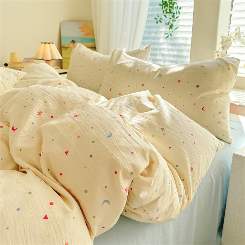 KTX-119315 Super Soft Glutinous Clouds Cotton Four-Piece Bedding Set with Floral Design