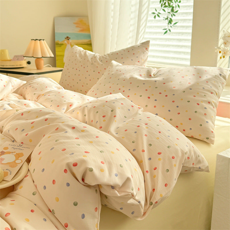 KTX-119315 Super Soft Glutinous Clouds Cotton Four-Piece Bedding Set with Floral Design