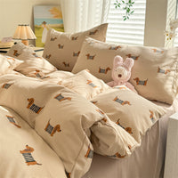 HKM-119315 Super Soft Glutinous Clouds Cotton Four-Piece Bedding Set with Floral Design