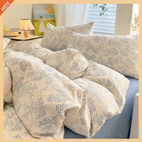 HKM-119315 Super Soft Glutinous Clouds Cotton Four-Piece Bedding Set with Floral Design