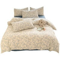 HKM-119315 Super Soft Glutinous Clouds Cotton Four-Piece Bedding Set with Floral Design
