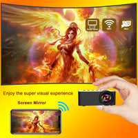 HKM-119379 Mini Portable LED Projector with Wireless Screen Mirroring and Built-in Speaker for Home and Travel Use