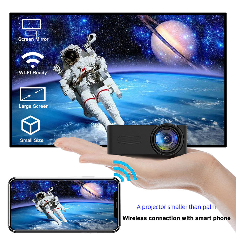 HKM-119379 Mini Portable LED Projector with Wireless Screen Mirroring and Built-in Speaker for Home and Travel Use