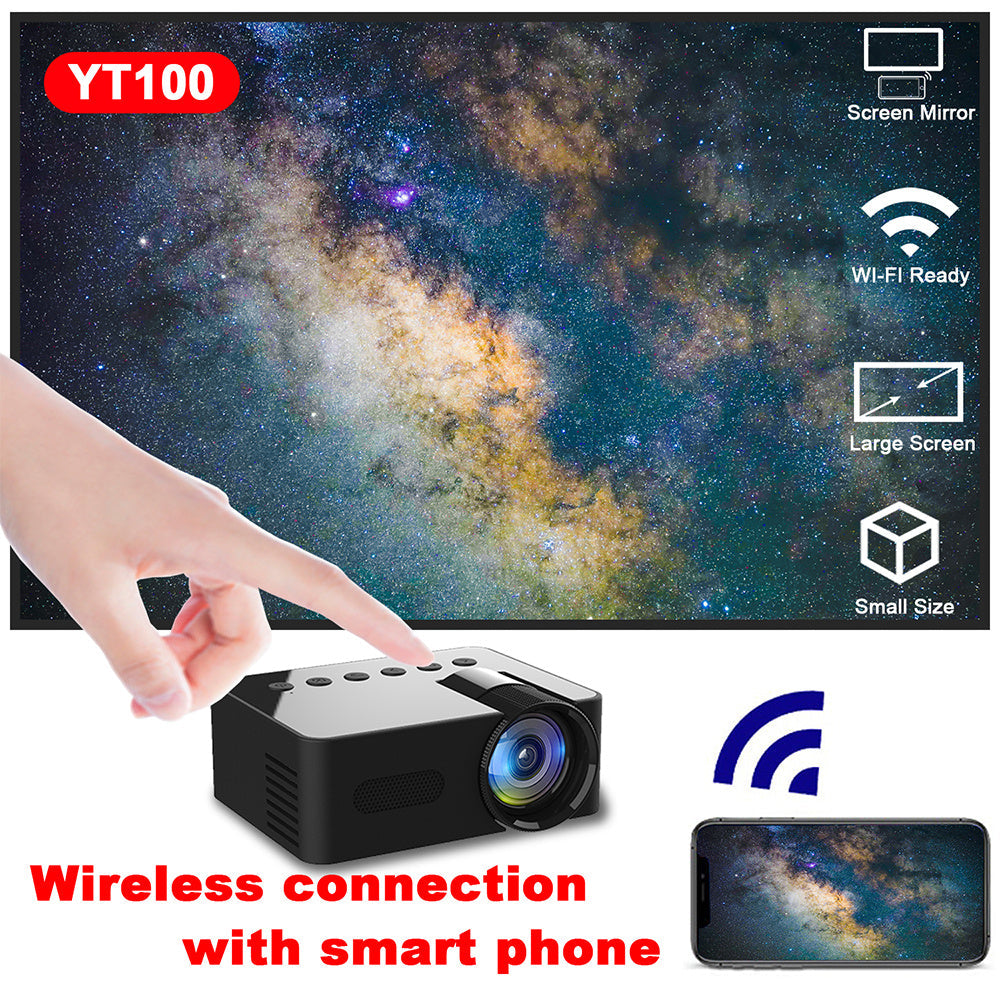 HKM-119379 Mini Portable LED Projector with Wireless Screen Mirroring and Built-in Speaker for Home and Travel Use