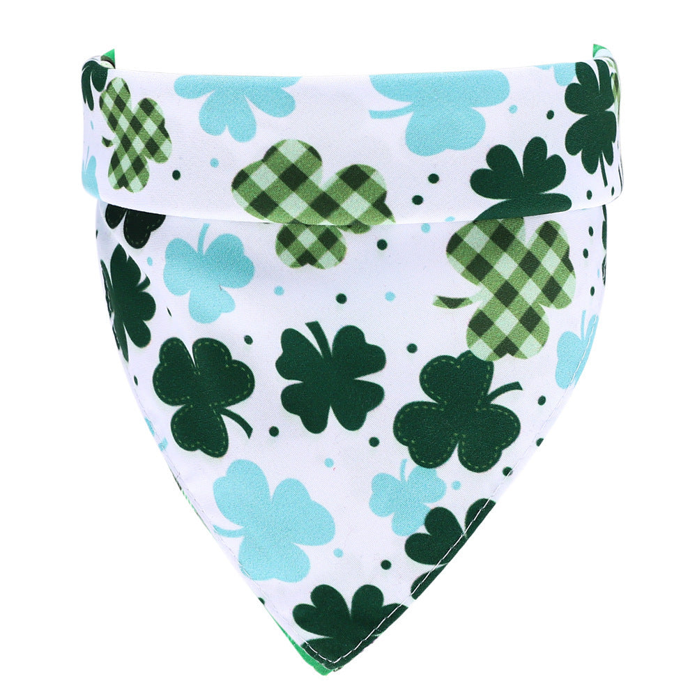 HKM-119379 Pure Cotton Green Pet Scarf for Neck Circumference 25-48 cm (9.84-18.89 in) - 48x48x70 cm (18.89x18.89x27.55 in)