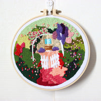 HKM-119507 Handmade Embroidery Kit - Cotton Fabric, Spring Landscape Design for Courtyards