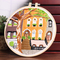 HKM-119507 Handmade Embroidery Kit - Cotton Fabric, Spring Landscape Design for Courtyards