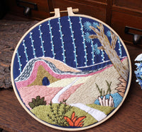 HKM-119507 Handmade Embroidery Kit - Cotton Fabric, Spring Landscape Design for Courtyards