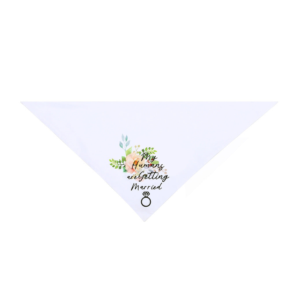HKM-119507 White Lettered Scarf for Dogs - Casual Accessory for Weddings and Valentine's Day, Neck Size 25-48CM