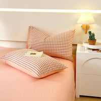 HKM-119571 Washed Cotton Japanese Style Pillowcase Set, Yarn-Dyed, Single and Double Options Available, 48x74cm