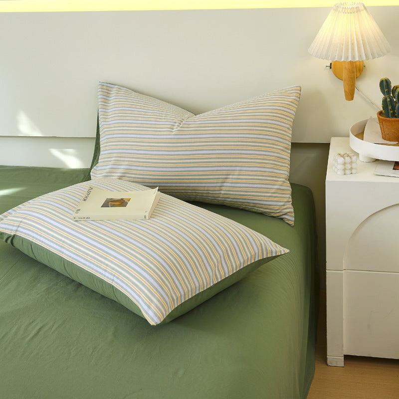 HKM-119571 Washed Cotton Japanese Style Pillowcase Set, Yarn-Dyed, Single and Double Options Available, 48x74cm