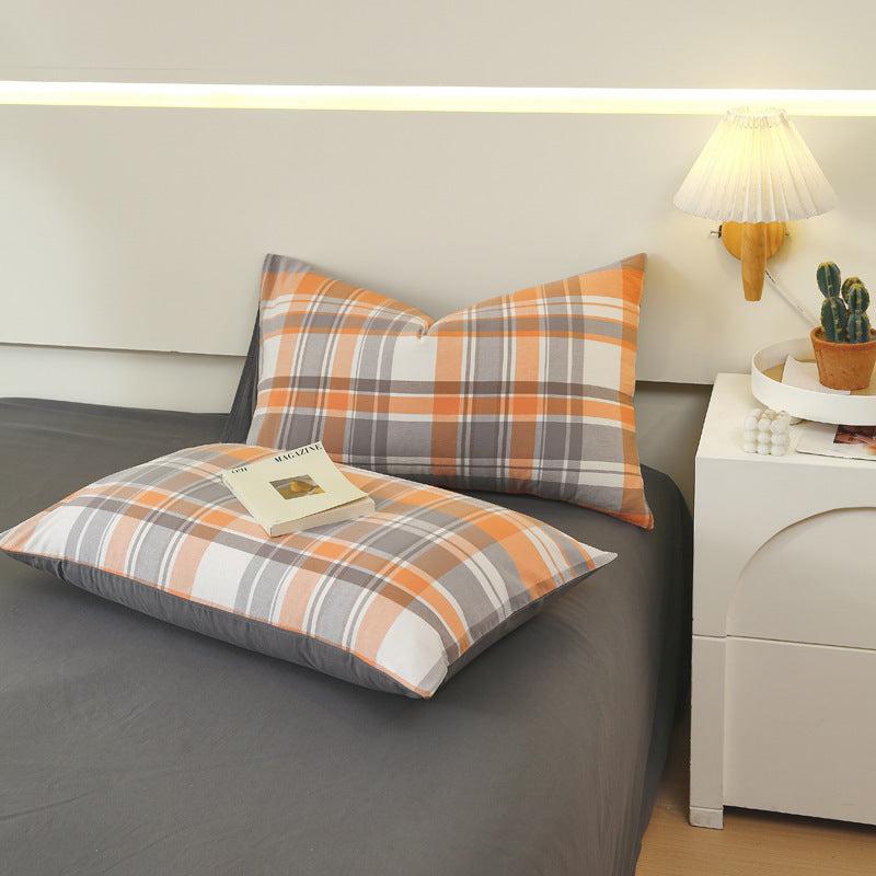 HKM-119571 Washed Cotton Japanese Style Pillowcase Set, Yarn-Dyed, Single and Double Options Available, 48x74cm