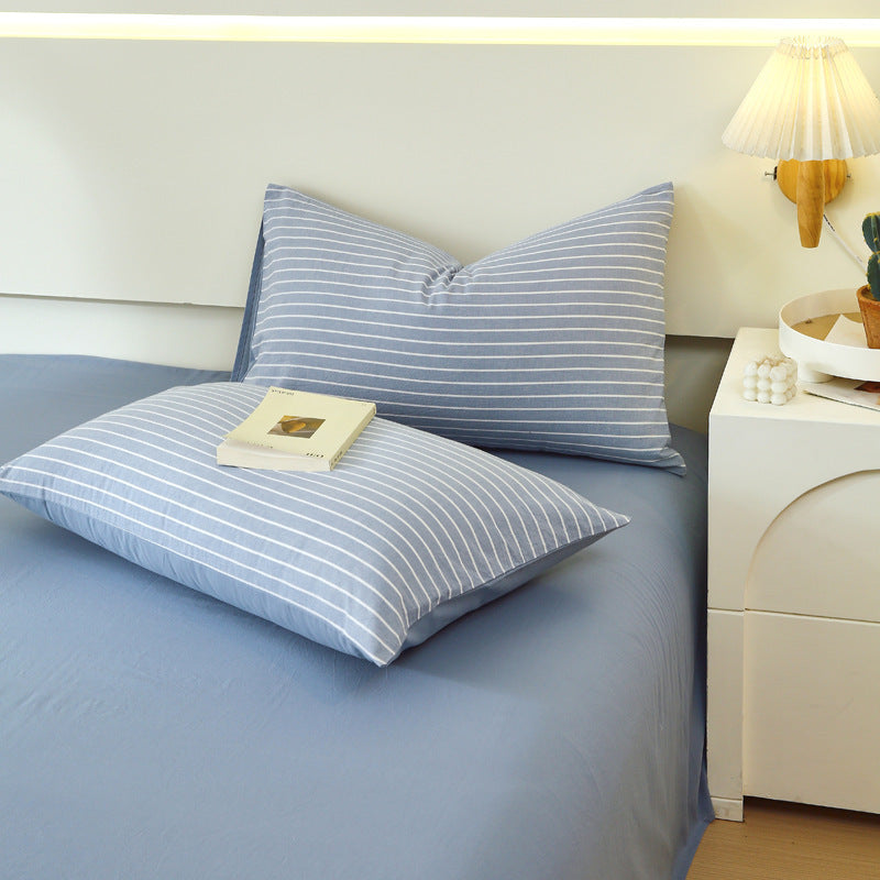 HKM-119571 Washed Cotton Japanese Style Pillowcase Set, Yarn-Dyed, Single and Double Options Available, 48x74cm