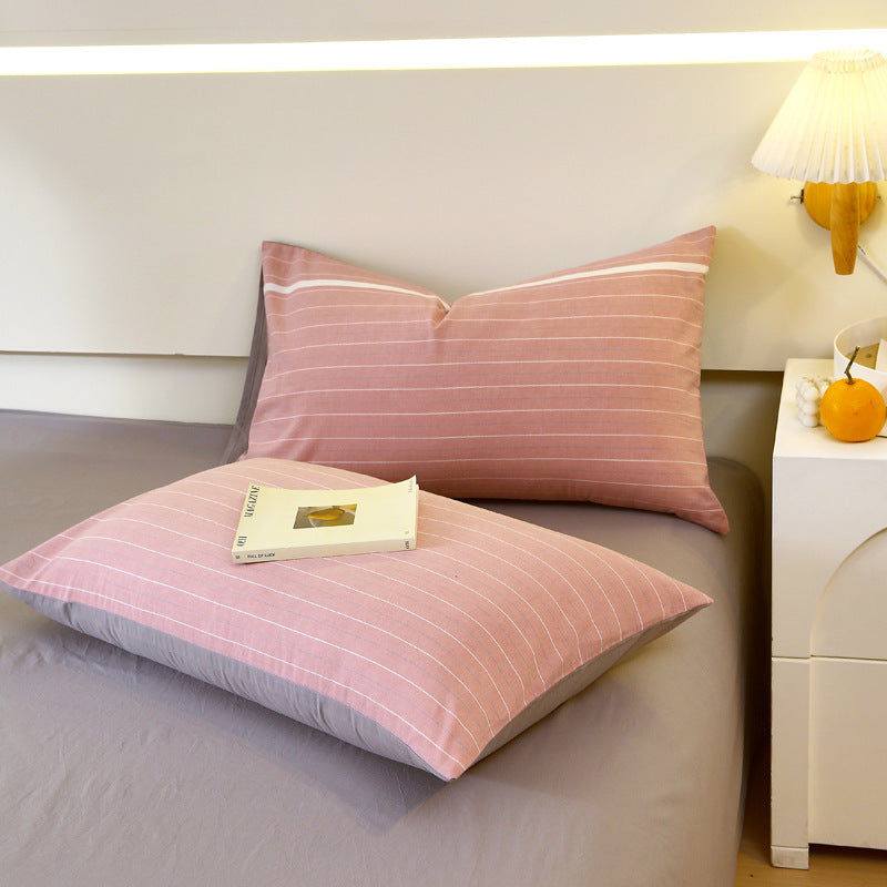 HKM-119571 Washed Cotton Japanese Style Pillowcase Set, Yarn-Dyed, Single and Double Options Available, 48x74cm