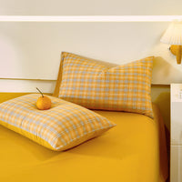 HKM-119571 Washed Cotton Japanese Style Pillowcase Set, Yarn-Dyed, Single and Double Options Available, 48x74cm