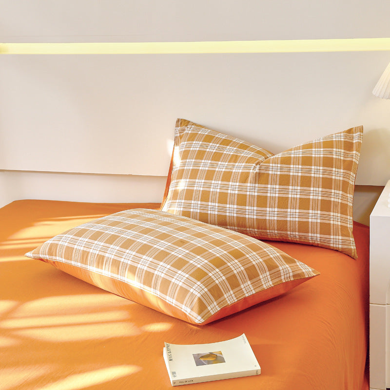 HKM-119571 Washed Cotton Japanese Style Pillowcase Set, Yarn-Dyed, Single and Double Options Available, 48x74cm