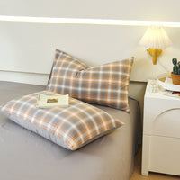 HKM-119571 Washed Cotton Japanese Style Pillowcase Set, Yarn-Dyed, Single and Double Options Available, 48x74cm