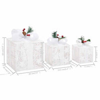 HKM-119635 LED Christmas Gift Boxes Decoration Set - 3 Piece, Red and Gold, Indoor & Outdoor Use, Various Light Effects