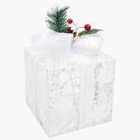 HKM-119635 LED Christmas Gift Boxes Decoration Set - 3 Piece, Red and Gold, Indoor & Outdoor Use, Various Light Effects