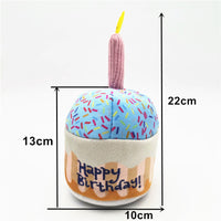 HKM-119699 Cute Dog Birthday Cake Plush Toy Set - Soft Short Plush, Various Sizes