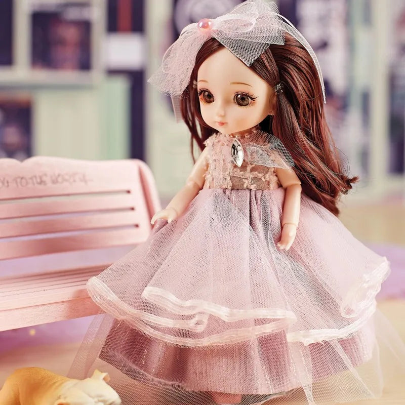 KTX-119763 19CM Lifelike Vinyl Princess Doll with Multi-style Dress Up for Girls, Soft Toy Ideal for Ages 3 and Up