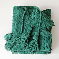 HKM-119827 Cozy Chenille Knitted Sofa Blanket - Soft Polyester, American Style, 130x160cm, Multiple Colors Available