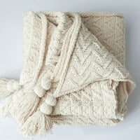 HKM-119827 Cozy Chenille Knitted Sofa Blanket - Soft Polyester, American Style, 130x160cm, Multiple Colors Available