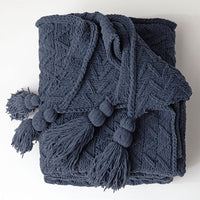 HKM-119827 Cozy Chenille Knitted Sofa Blanket - Soft Polyester, American Style, 130x160cm, Multiple Colors Available