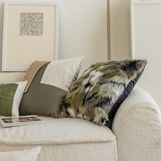 HKM-119827 Geometric Pattern PU Leather Pillow Cover - Modern Minimalist Design 45x45cm & 30x50cm
