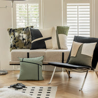HKM-119827 Geometric Pattern PU Leather Pillow Cover - Modern Minimalist Design 45x45cm & 30x50cm