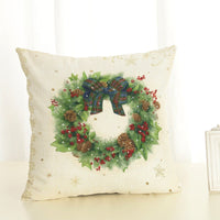 HKM-119891 Christmas Print Linen Cushion Cover - Soft and Comfortable 45x45cm Pillowcase in Various Colors