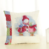 HKM-119891 Christmas Print Linen Cushion Cover - Soft and Comfortable 45x45cm Pillowcase in Various Colors