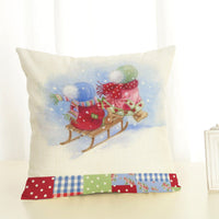 HKM-119891 Christmas Print Linen Cushion Cover - Soft and Comfortable 45x45cm Pillowcase in Various Colors