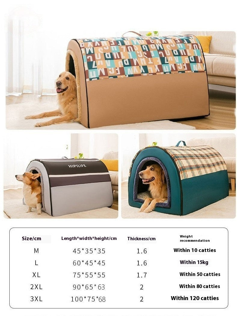 HKM-119955 Cozy Four Seasons Removable & Washable Dog Kennel in Fashion Brown, Gray, and Plaid Styles
