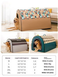 HKM-119955 Cozy Four Seasons Removable & Washable Dog Kennel in Fashion Brown, Gray, and Plaid Styles