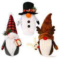 HKM-119955 Elderly Faceless Christmas Doll Ornaments - Snowman & Elk Styles in Cloth