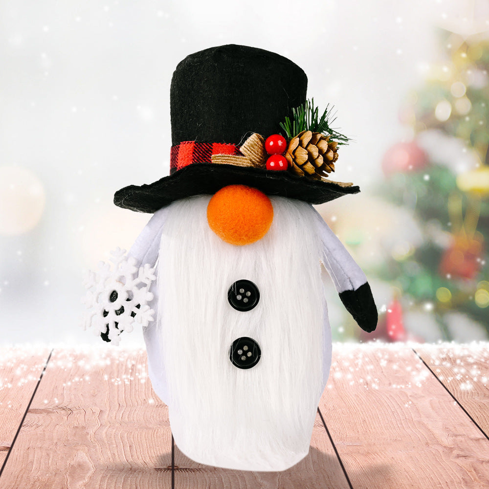 HKM-119955 Elderly Faceless Christmas Doll Ornaments - Snowman & Elk Styles in Cloth