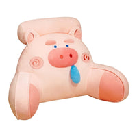 HKM-119955 Large Backrest Reading Cushion in Husky, Brown Bear, and Pink Pig Designs, Modern Simple Style