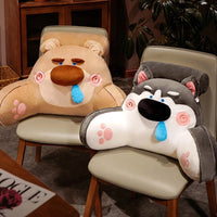 HKM-119955 Large Backrest Reading Cushion in Husky, Brown Bear, and Pink Pig Designs, Modern Simple Style