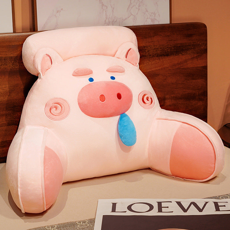 HKM-119955 Large Backrest Reading Cushion in Husky, Brown Bear, and Pink Pig Designs, Modern Simple Style