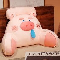 HKM-119955 Large Backrest Reading Cushion in Husky, Brown Bear, and Pink Pig Designs, Modern Simple Style