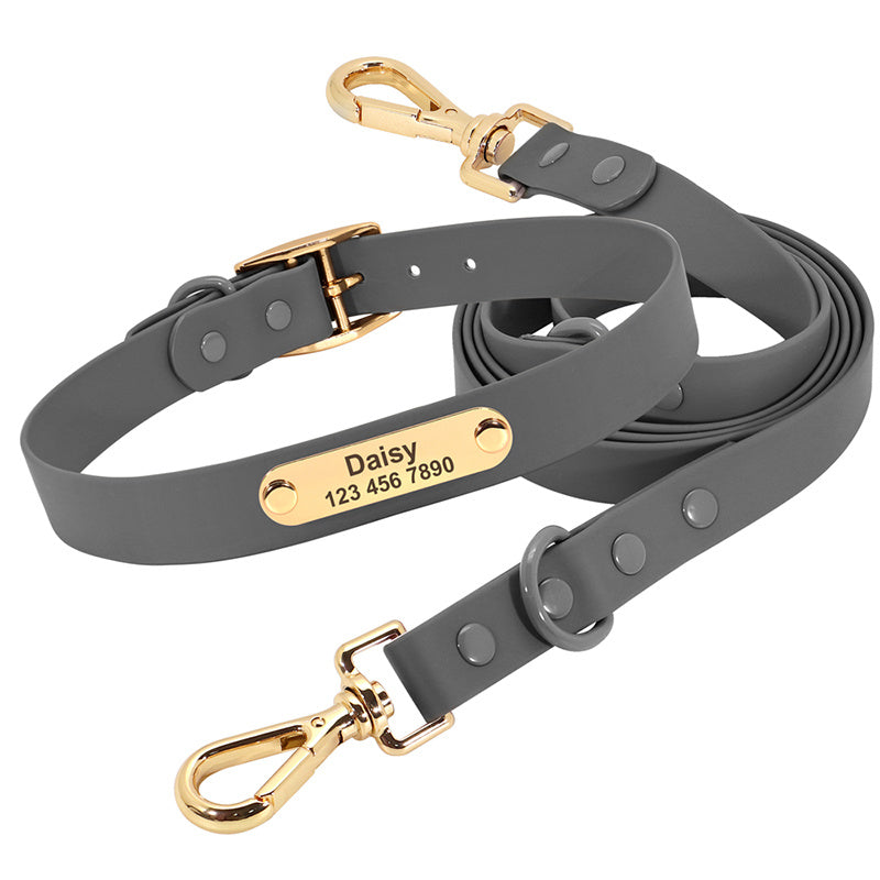 HKM-120019 Medium Dog Collar and Leash Set - Various Colors with Lettering Options