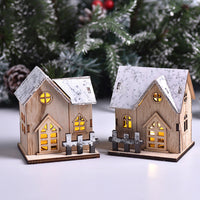 HKM-120275 Luminous Wooden Christmas Small House Decoration - Holiday Cabin with LED Lights