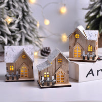 HKM-120275 Luminous Wooden Christmas Small House Decoration - Holiday Cabin with LED Lights
