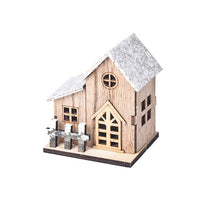 HKM-120275 Luminous Wooden Christmas Small House Decoration - Holiday Cabin with LED Lights