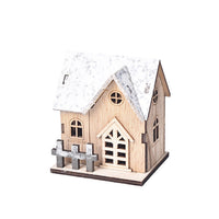 HKM-120275 Luminous Wooden Christmas Small House Decoration - Holiday Cabin with LED Lights